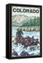 River Rafting - Colorado-Lantern Press-Framed Stretched Canvas