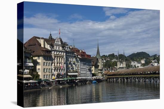 River Reuss and Kapellbrucke, Hofkircke Beyond, Lucerne, Switzerland, Europe-James Emmerson-Stretched Canvas