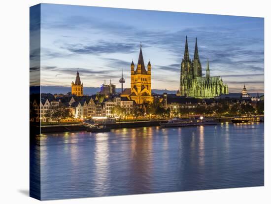 River Rhine, and Cathedral (Dom), Cologne (Koln), North Rhine Westphalia, Germany-Gavin Hellier-Stretched Canvas