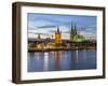 River Rhine, and Cathedral (Dom), Cologne (Koln), North Rhine Westphalia, Germany-Gavin Hellier-Framed Photographic Print