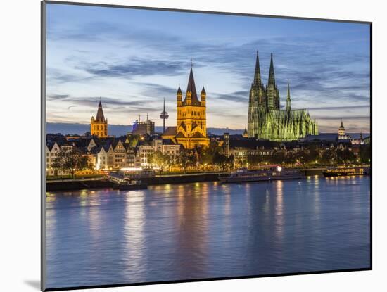 River Rhine, and Cathedral (Dom), Cologne (Koln), North Rhine Westphalia, Germany-Gavin Hellier-Mounted Photographic Print