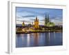 River Rhine, and Cathedral (Dom), Cologne (Koln), North Rhine Westphalia, Germany-Gavin Hellier-Framed Photographic Print