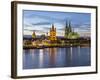 River Rhine, and Cathedral (Dom), Cologne (Koln), North Rhine Westphalia, Germany-Gavin Hellier-Framed Photographic Print