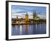 River Rhine, and Cathedral (Dom), Cologne (Koln), North Rhine Westphalia, Germany-Gavin Hellier-Framed Photographic Print