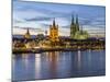 River Rhine, and Cathedral (Dom), Cologne (Koln), North Rhine Westphalia, Germany-Gavin Hellier-Mounted Photographic Print