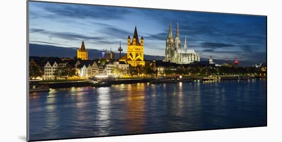 River Rhine, and Cathedral (Dom), Cologne (Koln), North Rhine Westphalia, Germany-Gavin Hellier-Mounted Photographic Print
