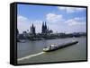 River Rhine and Cologne (Koln), North Rhine-Westphalia, Germany-Hans Peter Merten-Framed Stretched Canvas