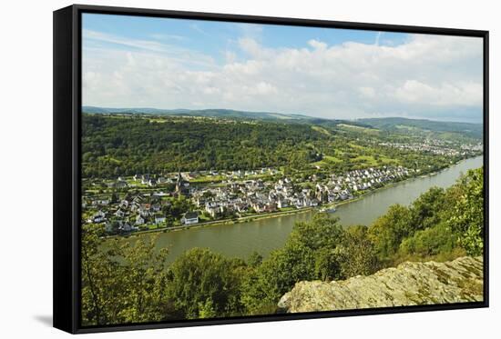 River Rhine and Rhens, Rhineland-Palatinate, Germany, Europe-Jochen Schlenker-Framed Stretched Canvas