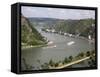 River Rhine Gorge from Loreley (Lorelei), Rhineland-Palatinate, Germany-G Richardson-Framed Stretched Canvas