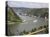 River Rhine Gorge from Loreley (Lorelei), Rhineland-Palatinate, Germany-G Richardson-Stretched Canvas