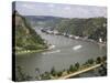 River Rhine Gorge from Loreley (Lorelei), Rhineland-Palatinate, Germany-G Richardson-Stretched Canvas