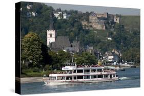 River Rhine Tourist Cruiser Passes in Front of St. Goar-Charles Bowman-Stretched Canvas