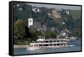 River Rhine Tourist Cruiser Passes in Front of St. Goar-Charles Bowman-Framed Stretched Canvas