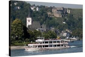 River Rhine Tourist Cruiser Passes in Front of St. Goar-Charles Bowman-Stretched Canvas