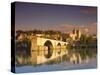 River Rhone, Bridge and Papal Palace, Avignon, Provence, France-John Miller-Stretched Canvas