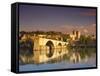 River Rhone, Bridge and Papal Palace, Avignon, Provence, France-John Miller-Framed Stretched Canvas