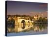 River Rhone, Bridge and Papal Palace, Avignon, Provence, France-John Miller-Stretched Canvas