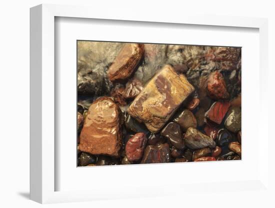 River rocks naturally polished in Lower Deschutes River, Central Oregon, USA-Stuart Westmorland-Framed Photographic Print