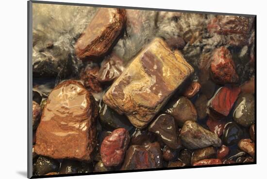 River rocks naturally polished in Lower Deschutes River, Central Oregon, USA-Stuart Westmorland-Mounted Photographic Print