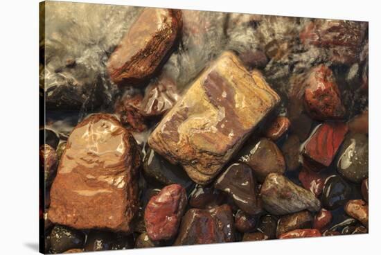 River rocks naturally polished in Lower Deschutes River, Central Oregon, USA-Stuart Westmorland-Stretched Canvas