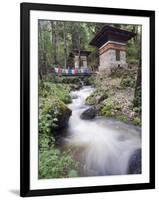 River Running Through Stone Cairns on Trail to Tigers Nest (Taktsang Goemba), Paro Valley, Bhutan-Christian Kober-Framed Photographic Print