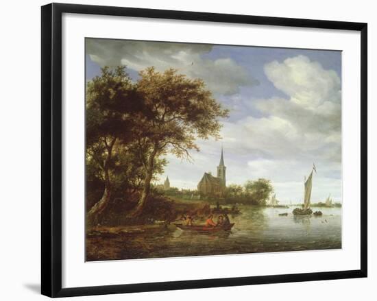 River Scene, 1663-Salomon van Ruisdael or Ruysdael-Framed Giclee Print