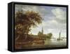 River Scene, 1663-Salomon van Ruisdael or Ruysdael-Framed Stretched Canvas