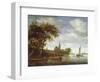 River Scene, 1663-Salomon van Ruisdael or Ruysdael-Framed Giclee Print