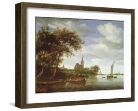 River Scene, 1663-Salomon van Ruisdael or Ruysdael-Framed Giclee Print