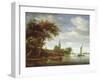 River Scene, 1663-Salomon van Ruisdael or Ruysdael-Framed Giclee Print