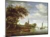 River Scene, 1663-Salomon van Ruisdael or Ruysdael-Mounted Giclee Print