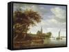 River Scene, 1663-Salomon van Ruisdael or Ruysdael-Framed Stretched Canvas