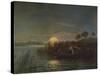 'River Scene by Moonlight, with Boat', 1879, (1935)-Arthur Gilbert-Stretched Canvas