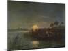 'River Scene by Moonlight, with Boat', 1879, (1935)-Arthur Gilbert-Mounted Giclee Print