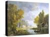 River Scene in France-Charles Kuwasseg-Stretched Canvas