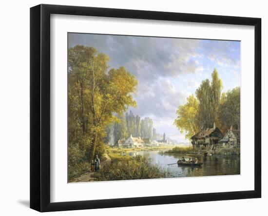 River Scene in France-Charles Kuwasseg-Framed Giclee Print