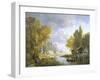 River Scene in France-Charles Kuwasseg-Framed Giclee Print