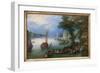 River Scene or the Barkage, Oil Painting on Copper by Jan Brueghel, Dit Brueghel De Velours (1568-1-Jan the Elder Brueghel-Framed Giclee Print