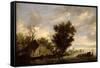 River Scene with a Ferry Boat-Salomon van Ruisdael or Ruysdael-Framed Stretched Canvas