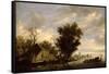 River Scene with a Ferry Boat-Salomon van Ruisdael or Ruysdael-Framed Stretched Canvas