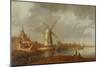 River Scene with a View of Dordrecht (Oil on Panel)-Aelbert Cuyp-Mounted Giclee Print