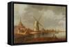 River Scene with a View of Dordrecht (Oil on Panel)-Aelbert Cuyp-Framed Stretched Canvas