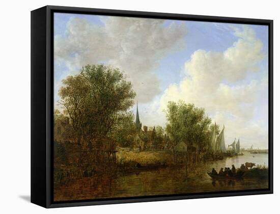 River Scene with a View of Overschie, 1651-Jan Van Goyen-Framed Stretched Canvas