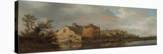 River Scene with an Inn. Dutch Style Landscape Painting-Jan Van Goyen-Stretched Canvas