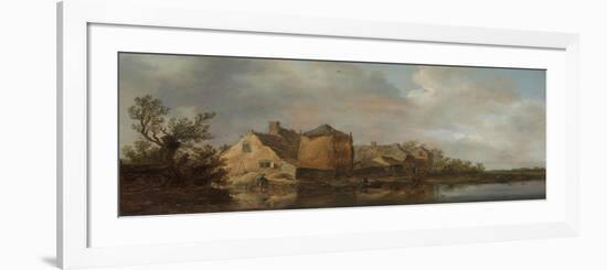 River Scene with an Inn. Dutch Style Landscape Painting-Jan Van Goyen-Framed Giclee Print