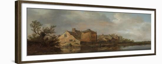 River Scene with an Inn. Dutch Style Landscape Painting-Jan Van Goyen-Framed Giclee Print