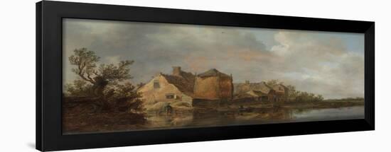 River Scene with an Inn. Dutch Style Landscape Painting-Jan Van Goyen-Framed Premium Giclee Print