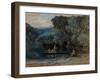 River Scene with Boat and Figures, C.1825 (W/C)-Francis Danby-Framed Giclee Print