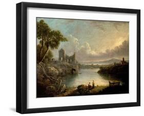 River Scene with Sea and Classical Ruins-Richard Wilson-Framed Giclee Print