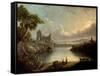 River Scene with Sea and Classical Ruins-Richard Wilson-Framed Stretched Canvas